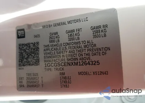 2021 Chevrolet Colorado Lt z USA, uszkodzony, nr VIN 1GCGSCENXM1264325